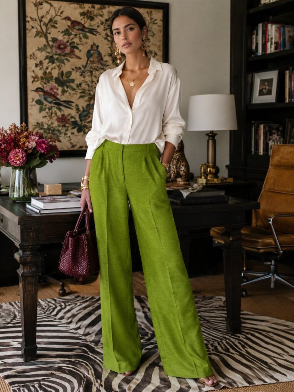 mac & jac Olive Green Wide Leg Pants